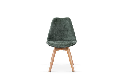 Chaise en tissu pieds en bois massif, 58x49,5x82CM-Alba