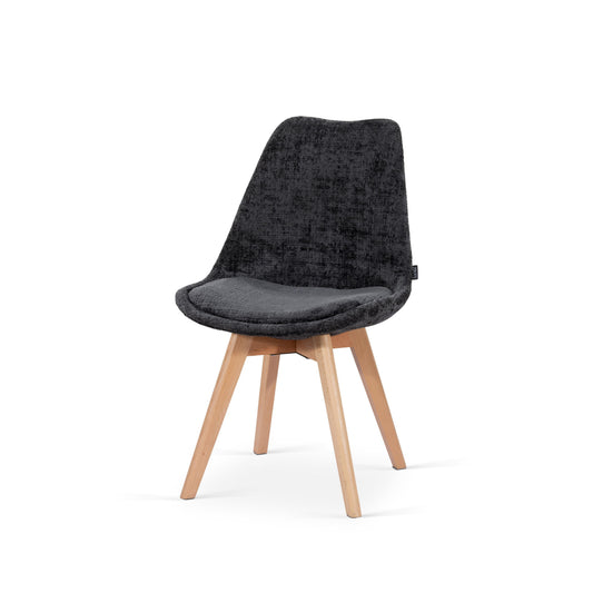 Chaise en tissu pieds en bois massif, 58x49,5x82CM-Alba