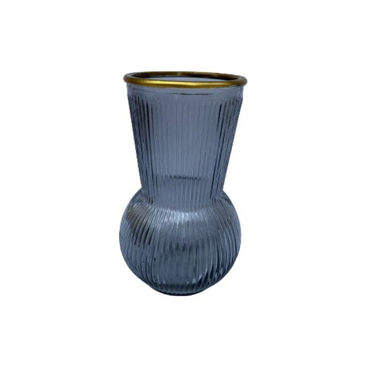 Vase en verre avec bordure doré, D9,5xH19CM - LIRA