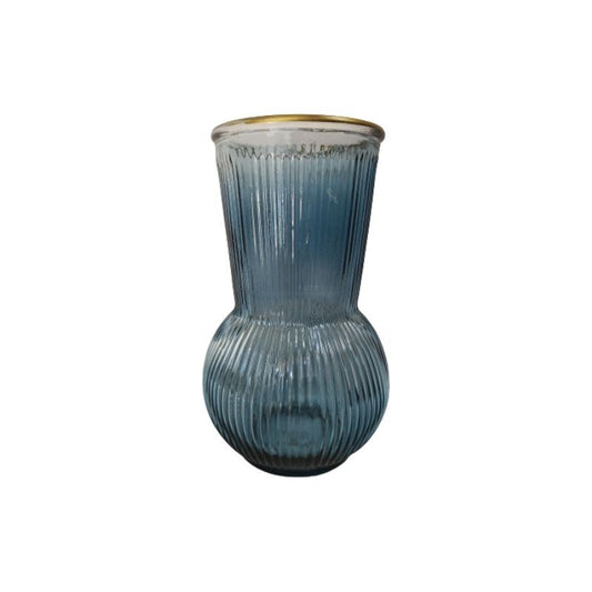 Vase en verre avec bordure doré, D9,5xH19CM - LIRA