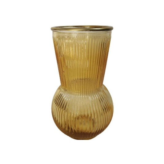 Vase en verre avec bordure doré, D9,5xH19CM - LIRA