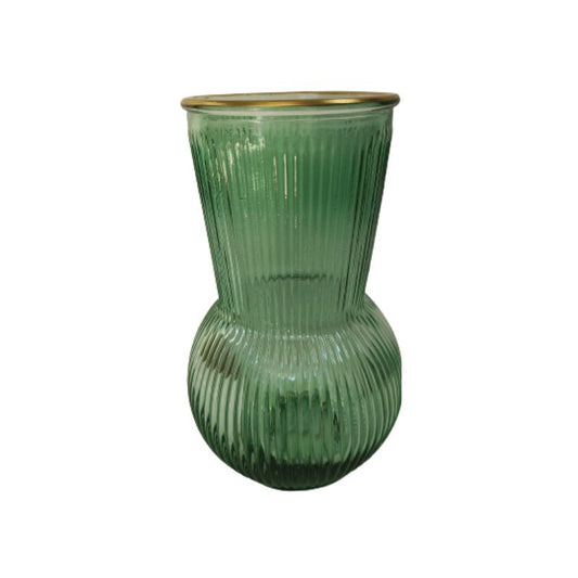 Vase en verre avec bordure doré, D9,5xH19CM - LIRA