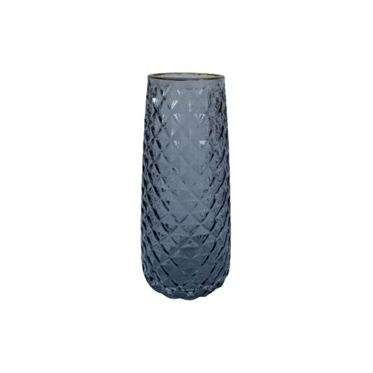 Vase en verre avec bordure doré, D6,5xH21CM - SOLENE