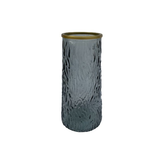 Vase en verre avec bordure doré, D6,5xH21CM - LIA