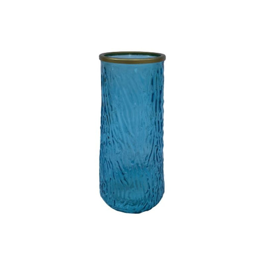 Vase en verre avec bordure doré, D6,5xH21CM - LIA