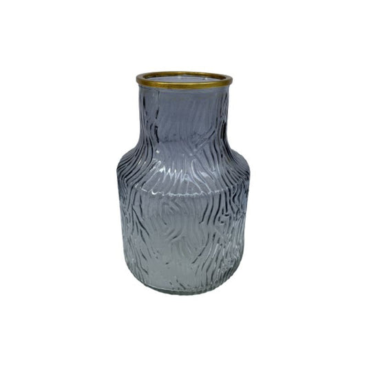Vase en verre avec bordure doré, D13xH21CM - LIVIO