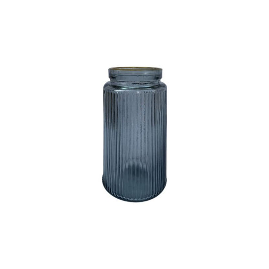 Vase en verre gris contour doré, D7,5xH20cm - LOUISA