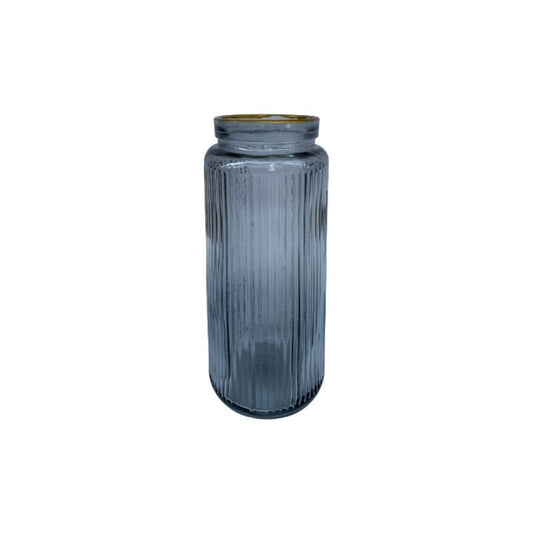 Vase en verre gris contour doré, D7,5xH25cm - LOUISA