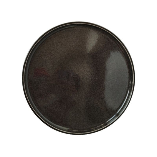 Assiette plate en céramique noir, D26,5cm - ZELIA