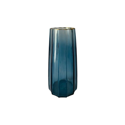 Vase en verre avec bordure doré, D6,5xH21CM - KLEA