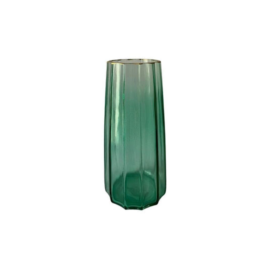 Vase en verre avec bordure doré, D6,5xH21CM - KLEA