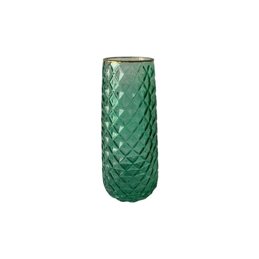 Vase en verre avec bordure doré, D6,5xH21CM - SOLENE