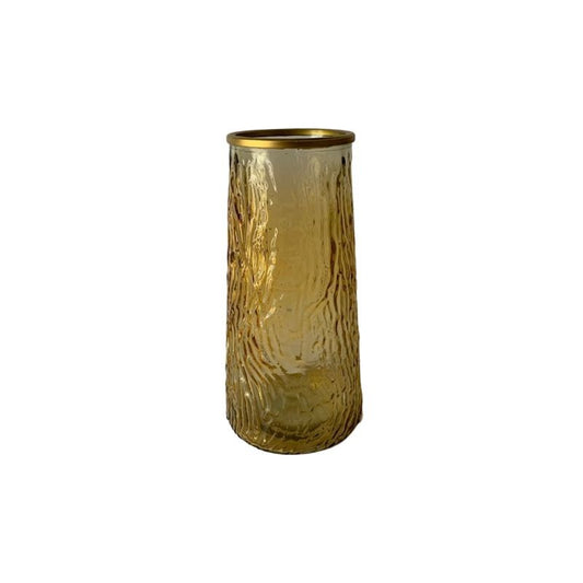 Vase en verre avec bordure doré, D6,5xH21CM - LIA