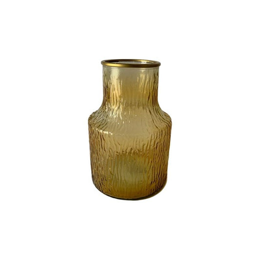 Vase en verre avec bordure doré, D13xH21CM - LIVIO