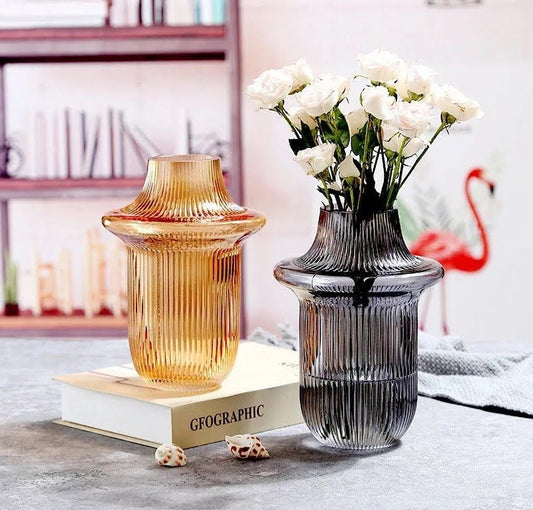 Vase en verre gris, D16xH22cm