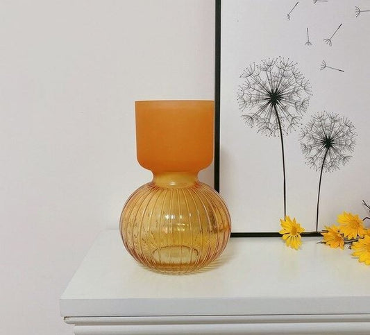 Vase en verre ambre, D18xH26CM - KARA