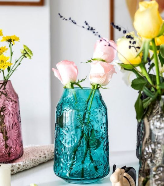 Vase en verre vert, D11xH20CM