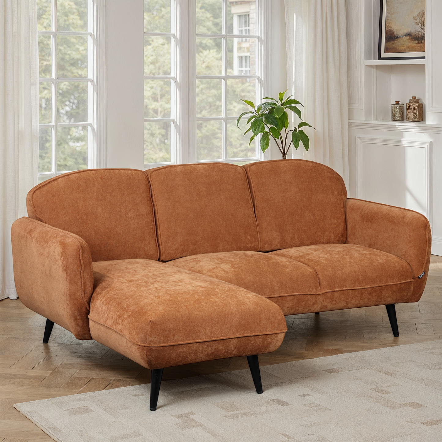 Canapé d'angle en tissu anti tache, 195x135xH84CM - CLARA