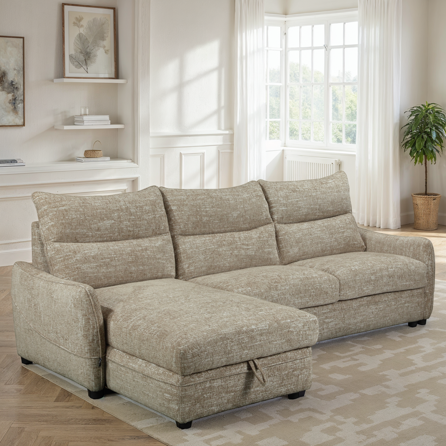 Canapé d'angle en tissu anti tache convertible, 272x164xH100CM - MARKO