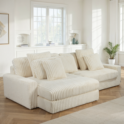 Canapé angle velours réversible  tissu doux - VITO