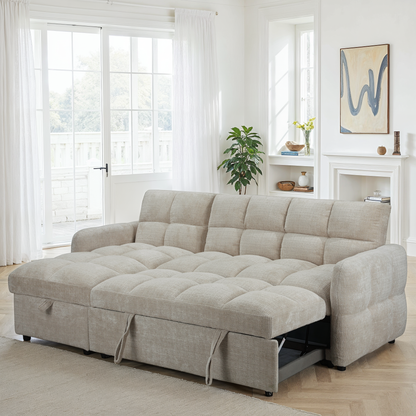 Canapé d'angle convertible en tissu anti tache, 227x144xH89CM - FLINT