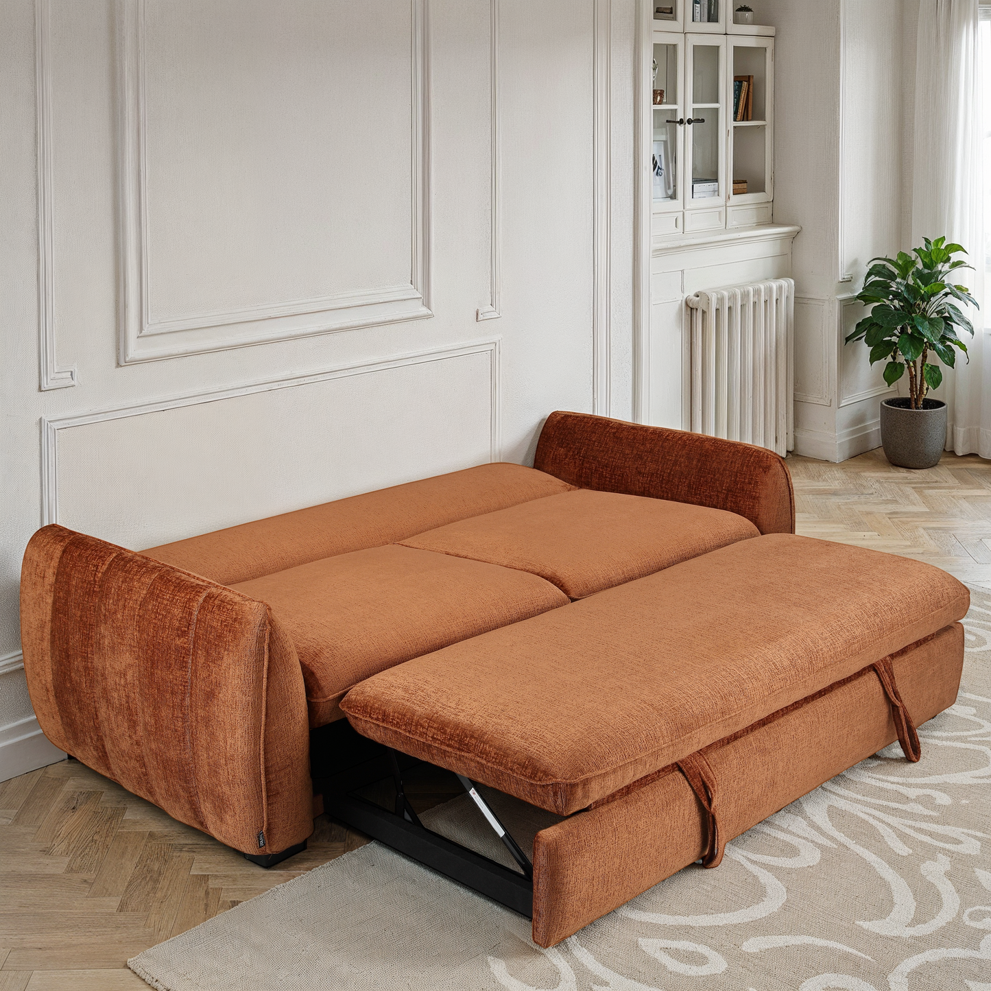 Canapé lit clic-clac convertible en tissu anti tache, 215x96xH90CM - LEON