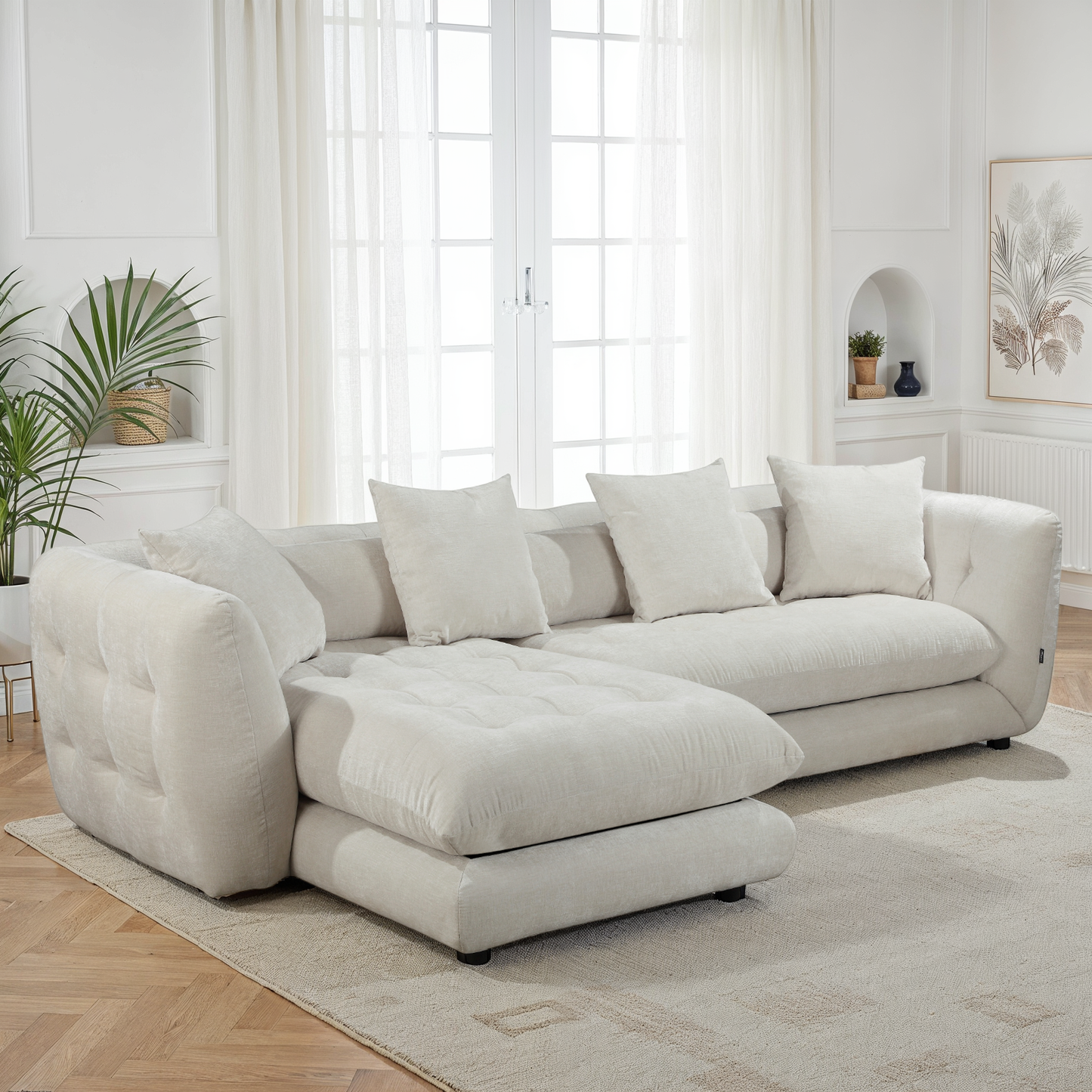 Canapé d'angle en tissu anti tache, 280x165xH75CM - MARTINA