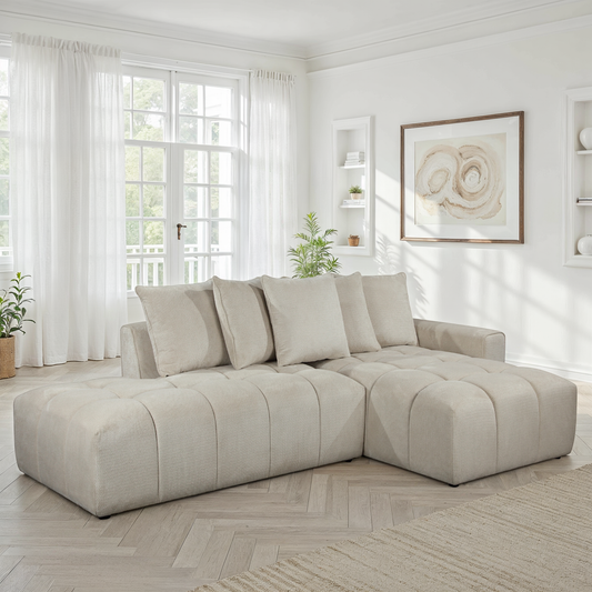 Canapé d'angle en tissu anti tache, 270x162xH97CM - MAGEVE