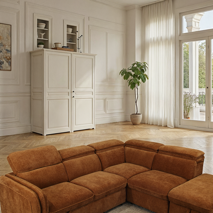 Canapé d'angle en tissu anti tache, 257x231xH81CM - YAEL