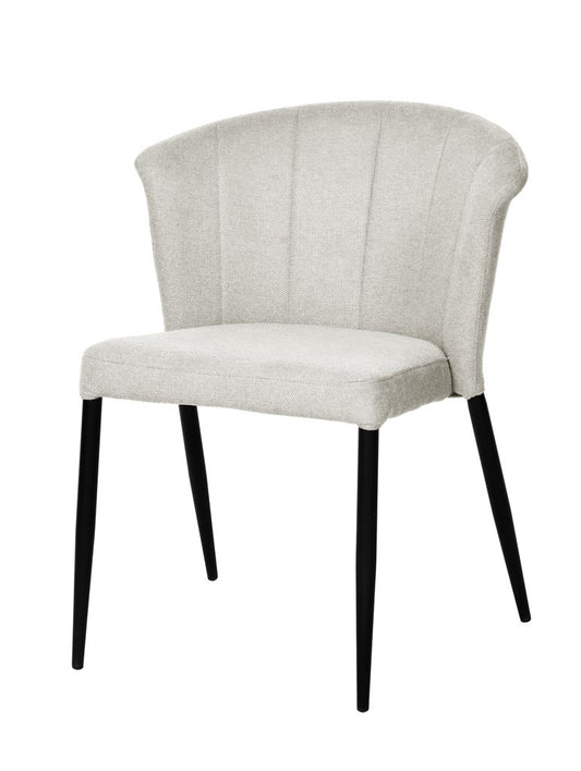 Chaise Nils tissu prémium chiné doux et métal noir- empilable