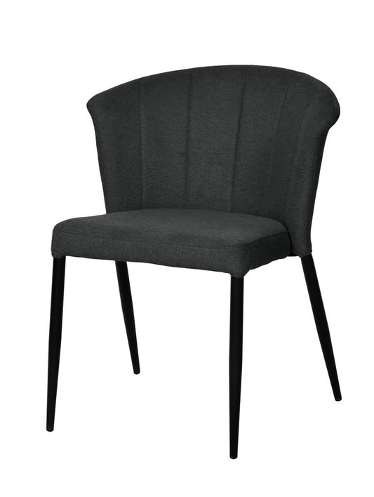 Chaise Nils tissu prémium chiné doux et métal noir- empilable