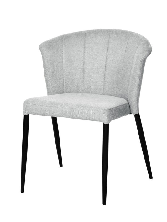 Chaise Nils tissu prémium chiné doux et métal noir- empilable