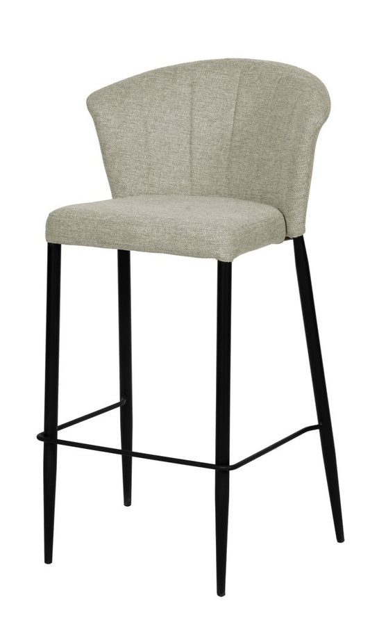 Tabouret Nils tissu prémium et métal noir hauteur 75 cm-empilable
