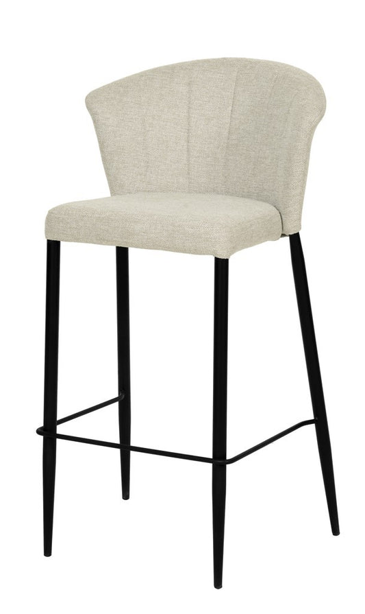 Tabouret Nils tissu prémium et métal noir hauteur 75 cm-empilable