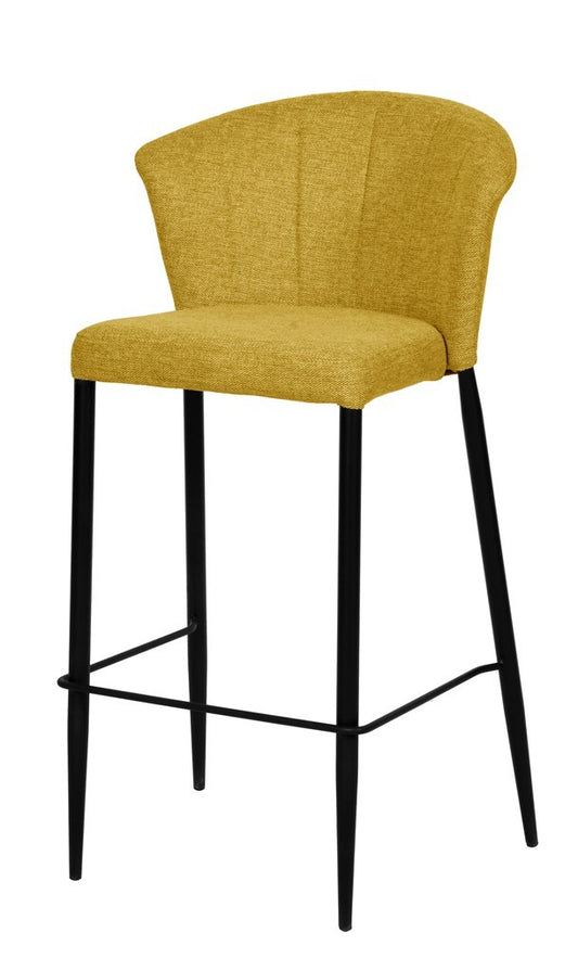 Tabouret Nils tissu prémium et métal noir hauteur 75 cm-empilable
