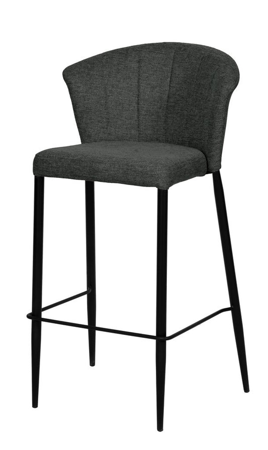 Tabouret Nils tissu prémium et métal noir hauteur 75 cm-empilable