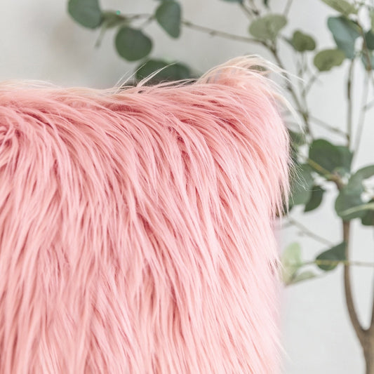 Coussin fourrure uni à poils longs, 45x45CM - SHAGGY