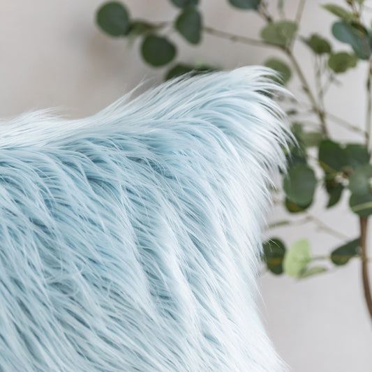 Coussin fourrure uni à poils longs, 45x45CM - SHAGGY