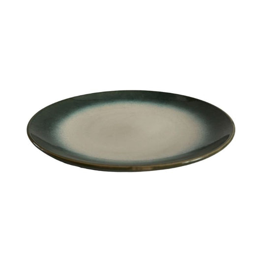 Assiette plate en céramique contour vert D27 cm