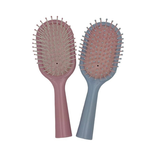 Brosse à cheveux 17,3x5,2cm, 2 coloris assortis rose, bleu