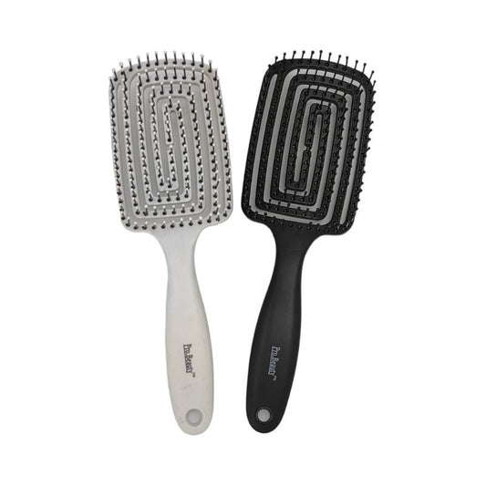 Brosse à cheveux 24x7,7cm, 2 coloris assortis noir/blanc