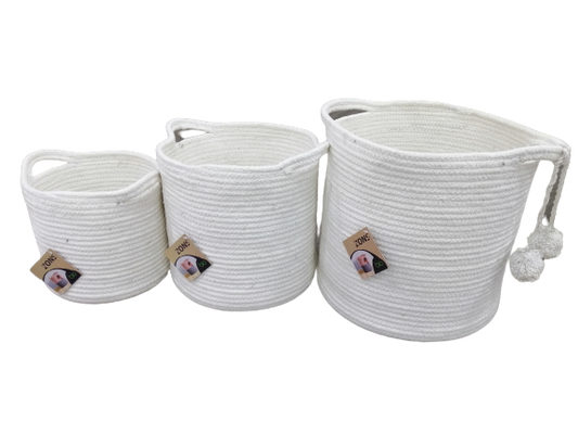 Panier rangement à pompons en cotton avec anses, D20xH20 - SWOLI