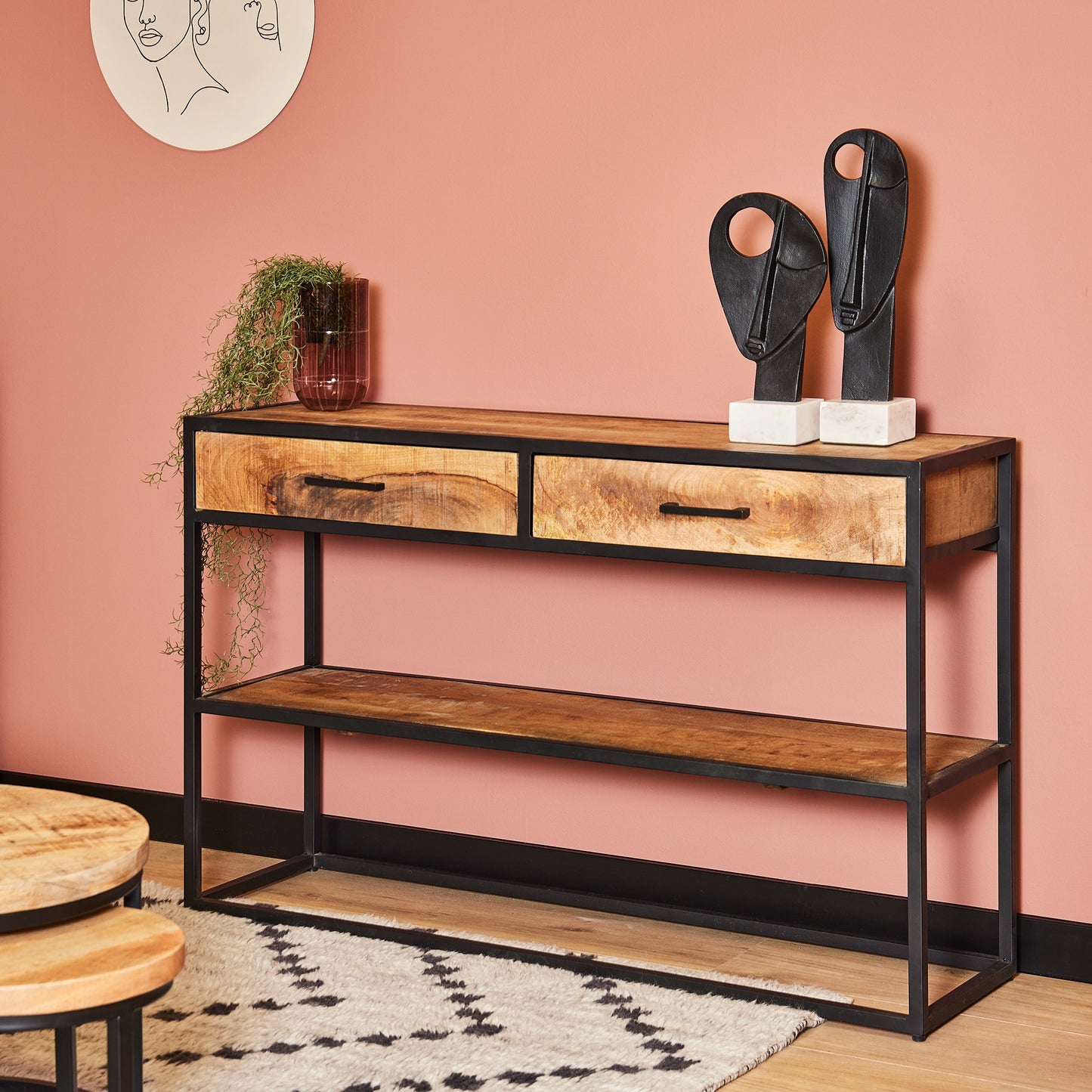 Console en bois de manguier, 120x35xH76cm - ALEXIA