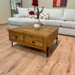 Table basse en bois de manguier, 80×80xH40 cm - MARIA