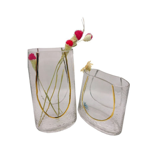Vase en verre transparent, 15x5xH28 cm