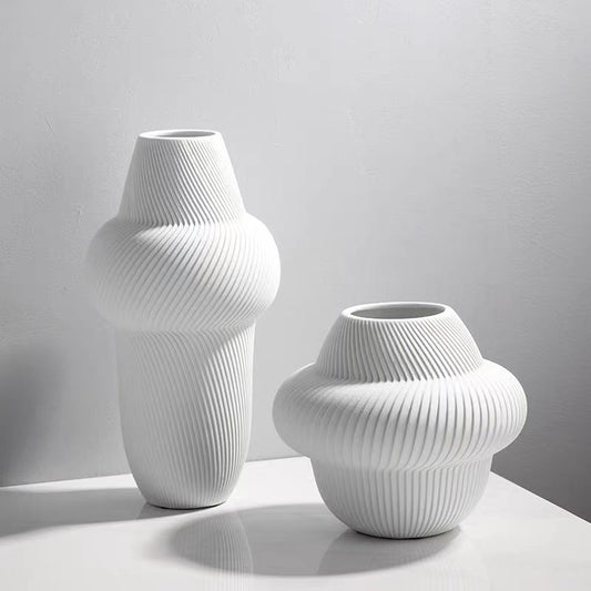 Vase en ceramique blanc, D15,5xH29cm