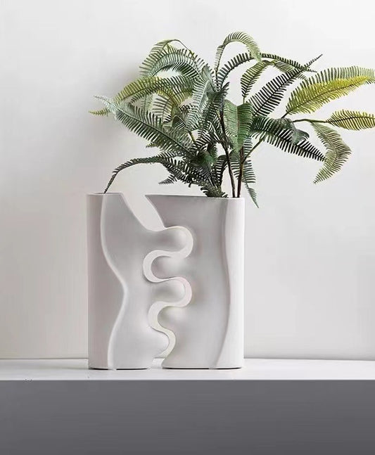 Vase en ceramique blanc, 15,2x5xH26cm