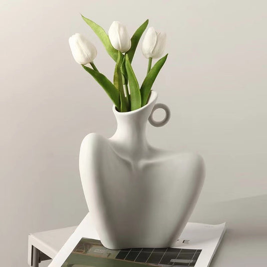 Vase en ceramique blanc, 18,5xH22cm