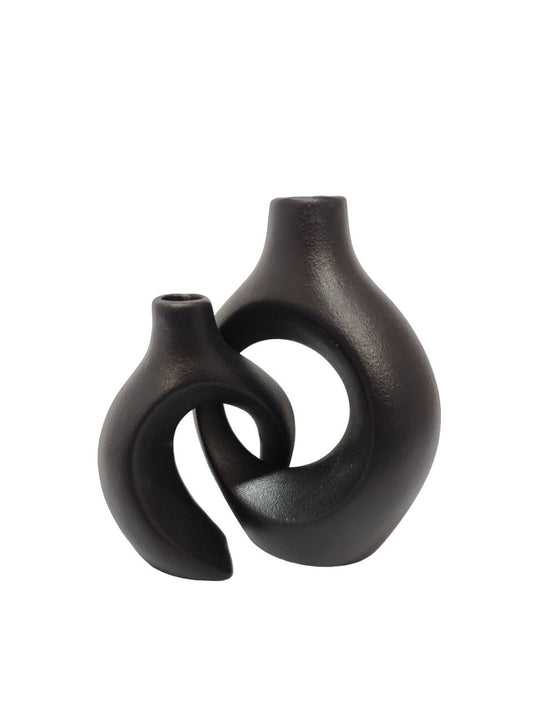 Vase en ceramique, 11,5x5,9xH15,5cm et 9,2x5,7xH12cm