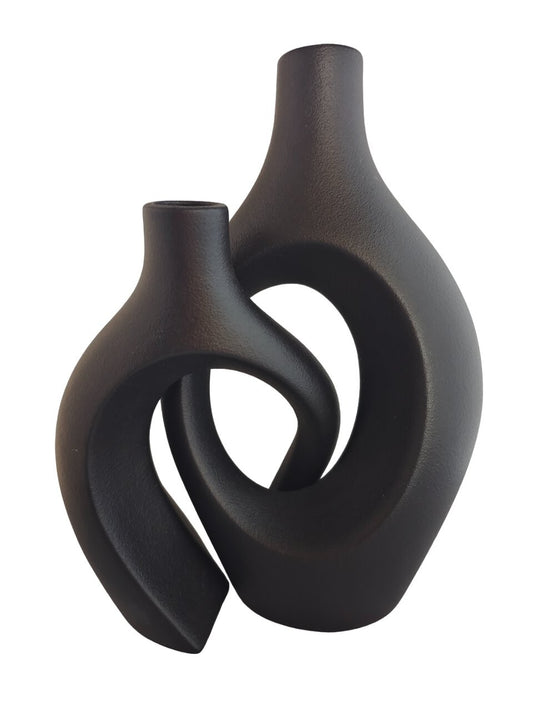 Vase en ceramique, 16,5x7,5xH22cm et 13,8x8,2xH18cm